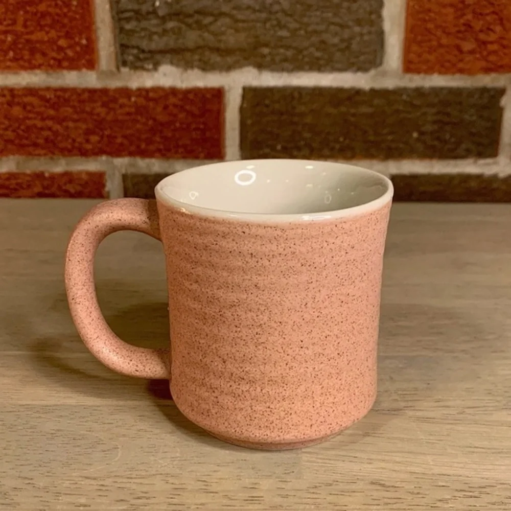 Hand Thrown Studio Pottery Coffee Tea Mug Cup,‎ Pink Cup Blue Floral EUC